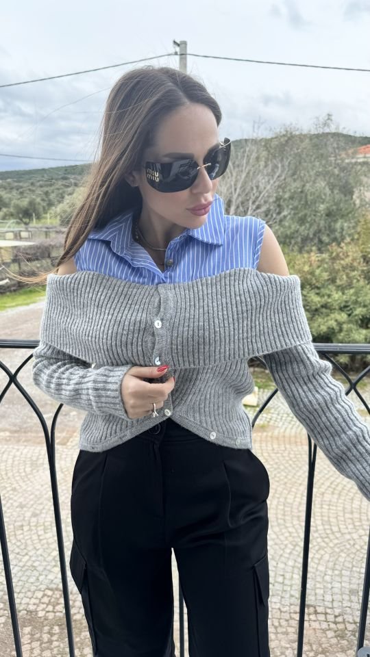 Gömlek detaylı bluz